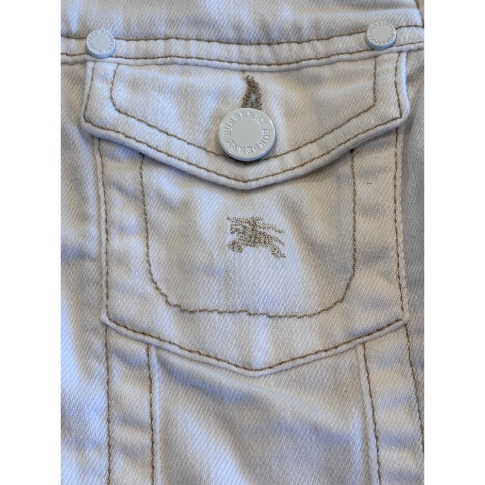 Burberry Kids White Denim Trucker Jacket 10Y 140 Classic Designer Logo Preppy - Picture 5 of 16